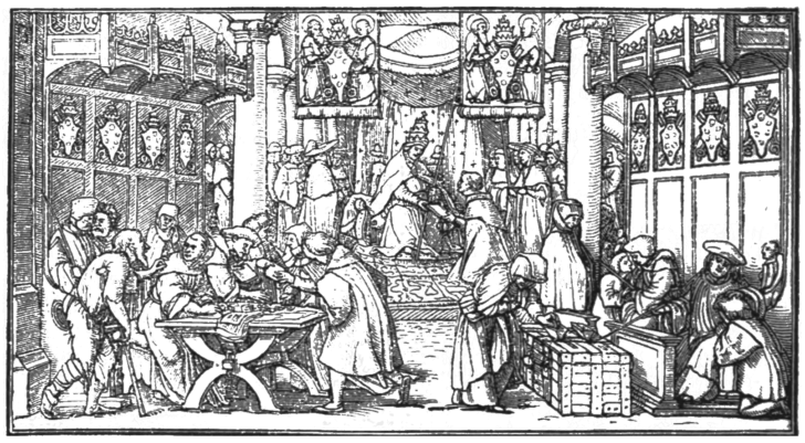SMO_V12_D084_Facsimile_of_Holbein's_satire_on_the_sale_of_indulgences